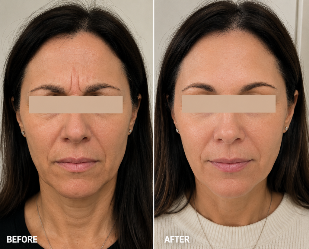 Botox before and after Long Island forehead line results