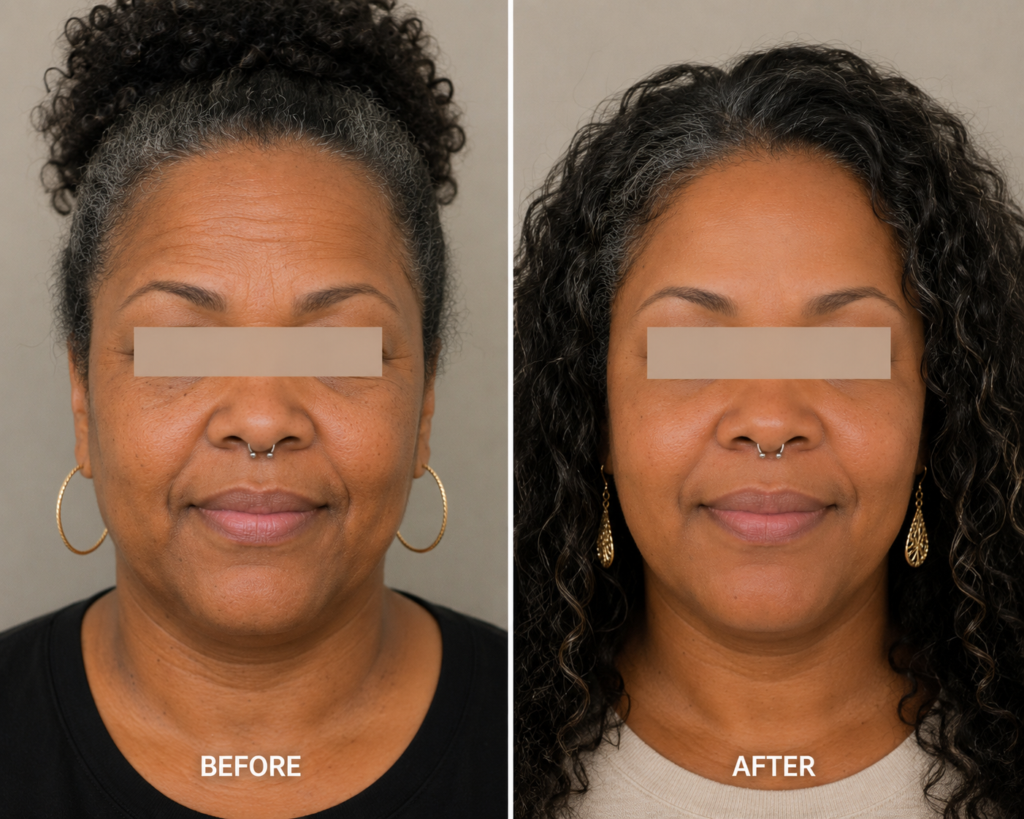Botox before and after Long Island deep forehead line results